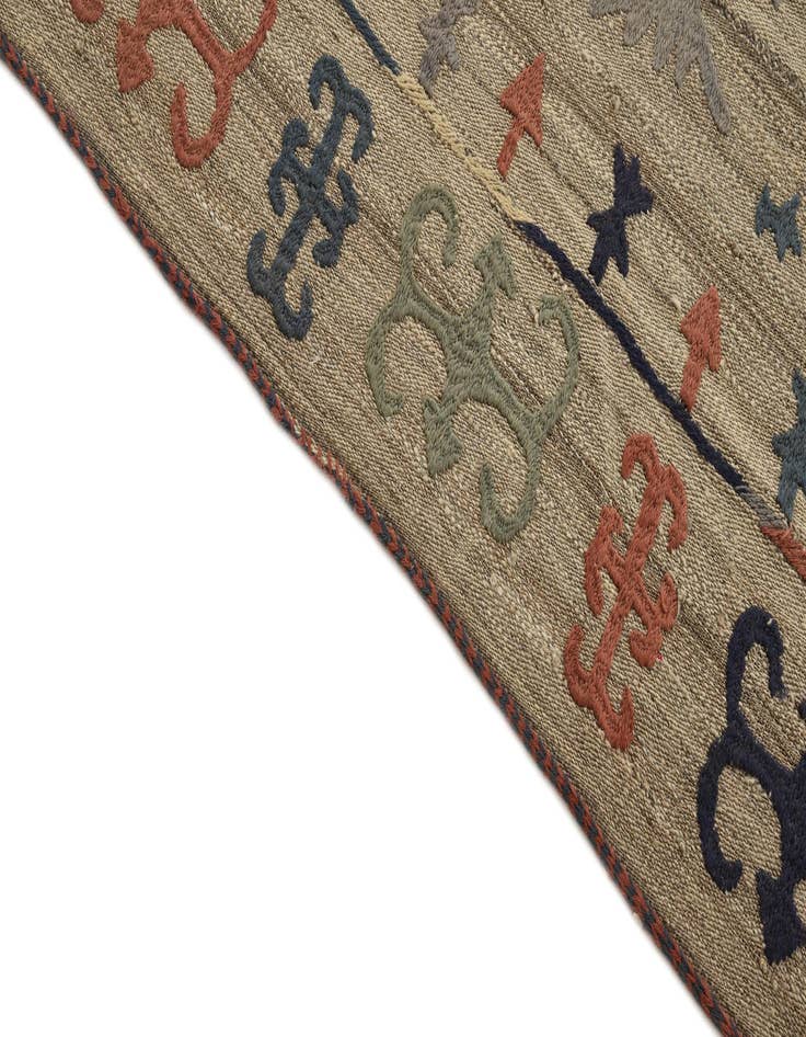 Detail image of 4' 10 x 5' 4  Hand Woven Kilim Suzani Wool Square Rug