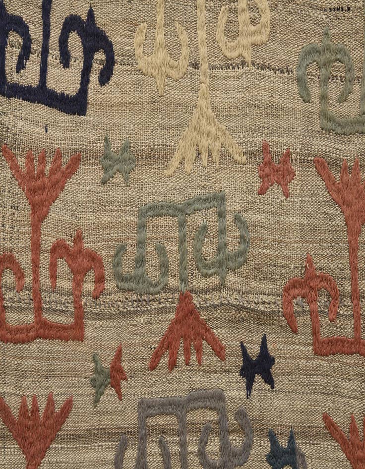 Detail image of 4' 10 x 5' 4  Hand Woven Kilim Suzani Wool Square Rug