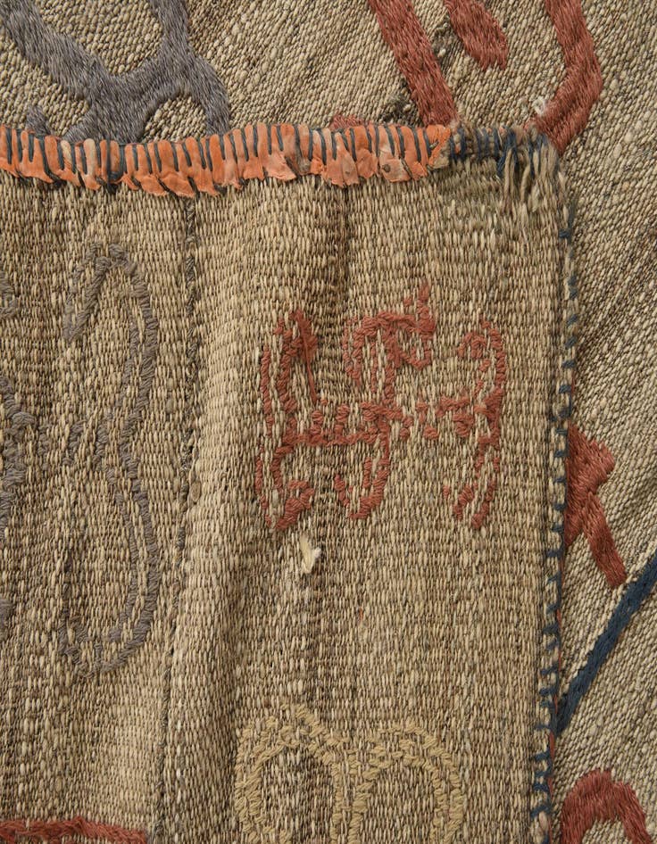 Detail image of 4' 10 x 5' 4  Hand Woven Kilim Suzani Wool Square Rug