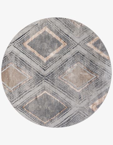 Gray Cream Caspian Round Rug