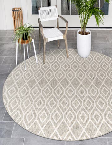 7' x 7' Easy-Clean Jill Zarin Turks and Caicos Indoor / Outdoor Round Rug