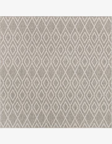 Gray Cream Easy-Clean Jill Zarin Turks and Caicos Indoor / Outdoor Square Rug