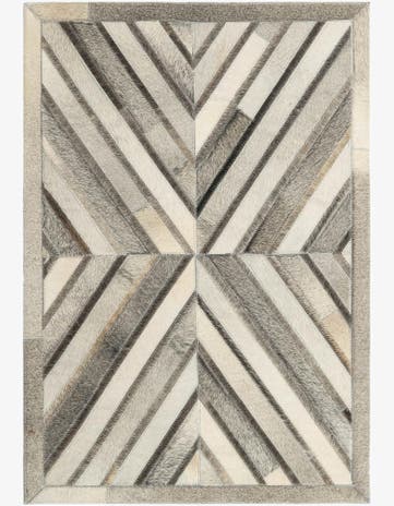 Gray Ivory Cowhide Leather Rug