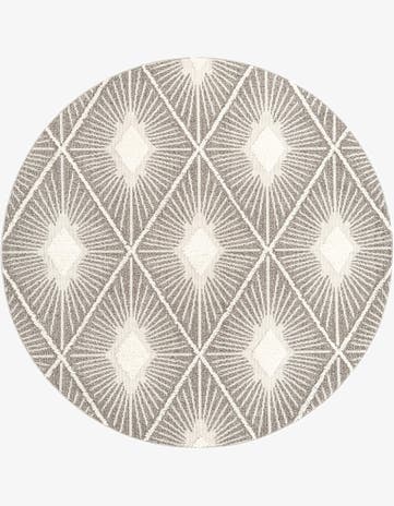 Gray Ivory Boho Round Rug