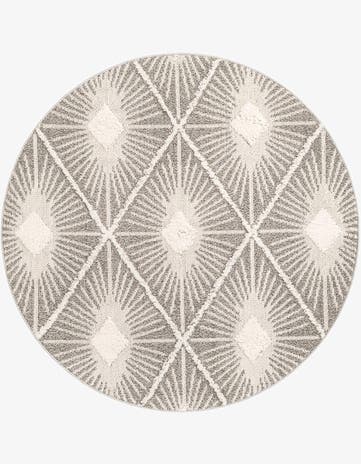 Gray Ivory Boho Round Rug
