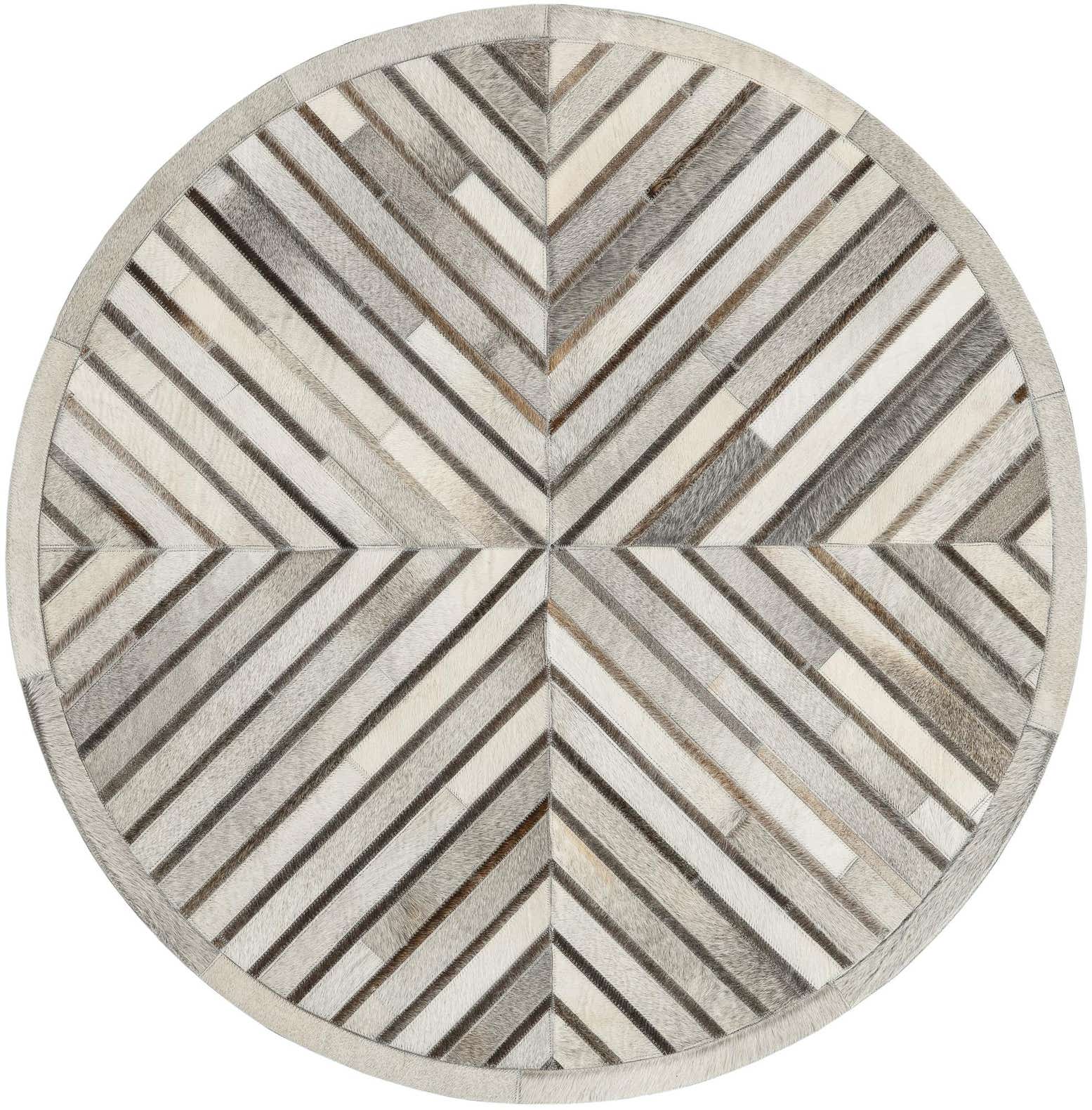 4' 1 x 4' 1 Cowhide Leather Round Rug