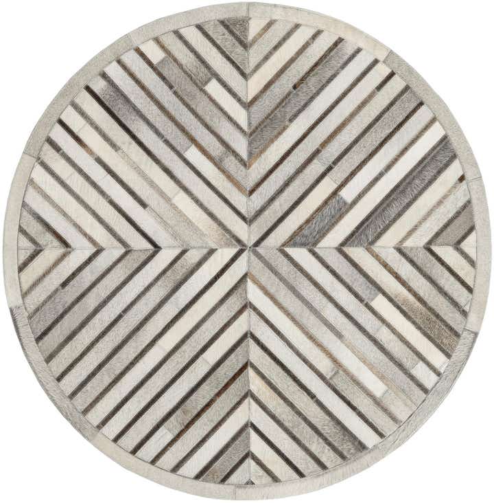 4' 1 x 4' 1 Cowhide Leather Round Rug