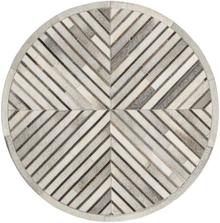 Detail image of 4' 1 x 4' 1 Cowhide Leather Round Rug
