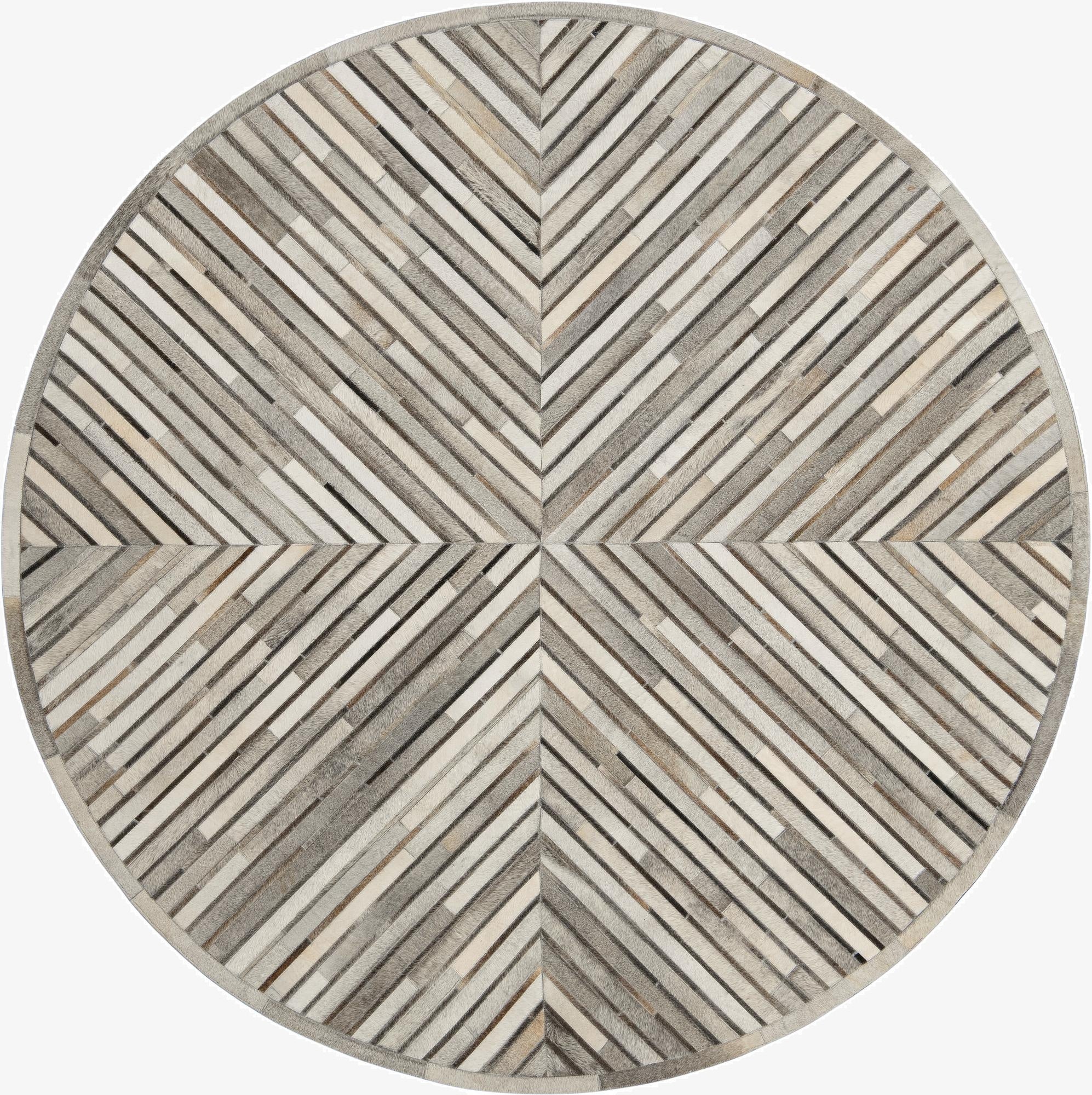 7' 10 x 7' 10 Cowhide Leather Round Rug