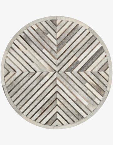 4' 1 x 4' 1 Cowhide Leather Round Rug