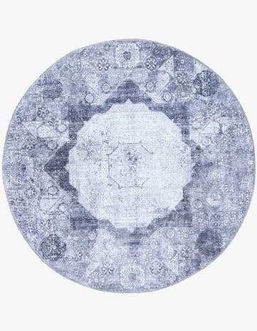 Gray Ivory Washable Yara Round Rug