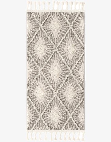 Gray Ivory Boho Runner Rug