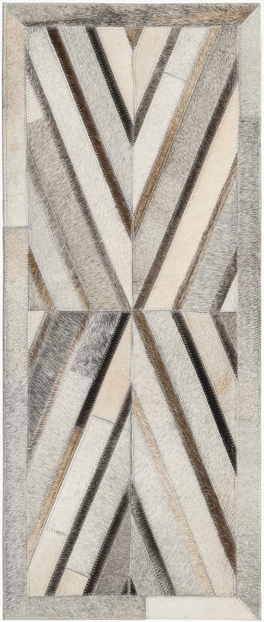 1' 2 x 3' 1 Cowhide Leather Runner Rug