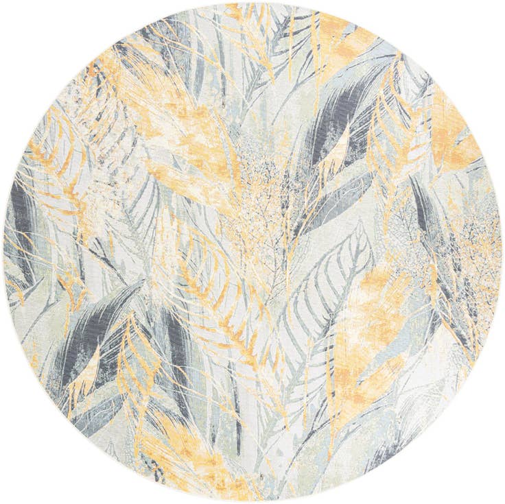 Detail image of 10' x 10' Easy-Clean Botanical Indoor / Outdoor Round Rug