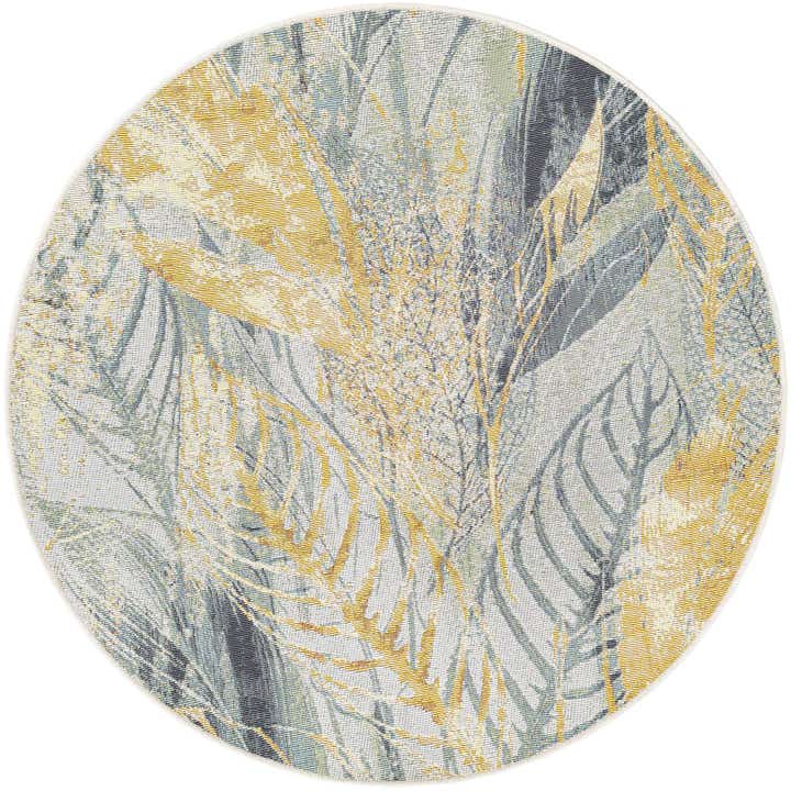 4' x 4' Easy-Clean Botanical Indoor / Outdoor Round Rug