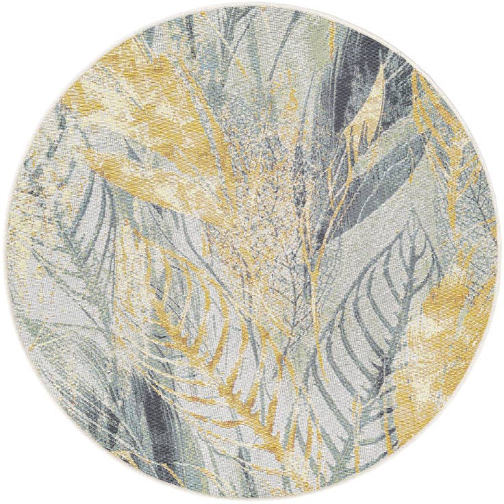 Detail image of 4' x 4' Easy-Clean Botanical Indoor / Outdoor Round Rug