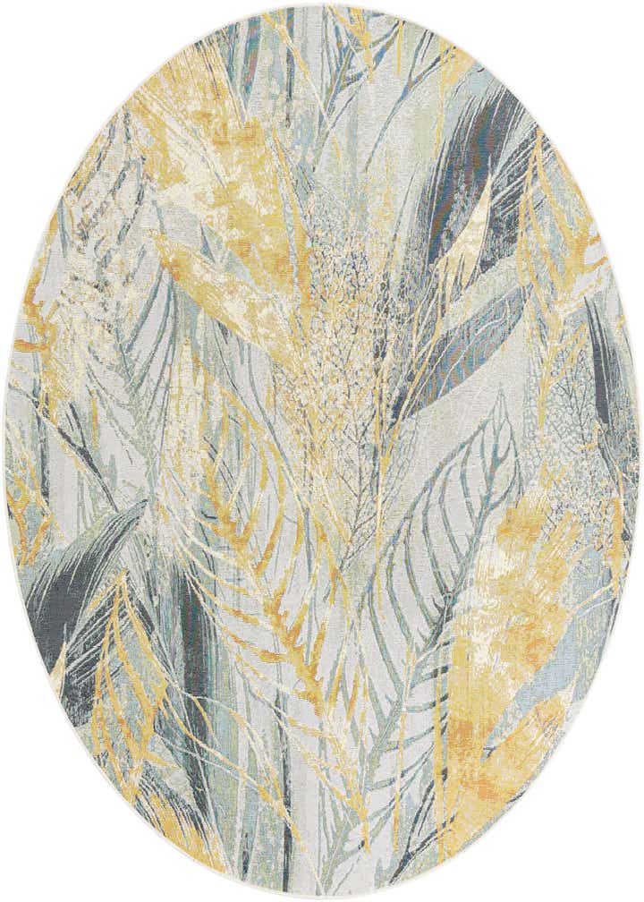 7' 10 x 7' 10 Easy-Clean Botanical Indoor / Outdoor Round Rug