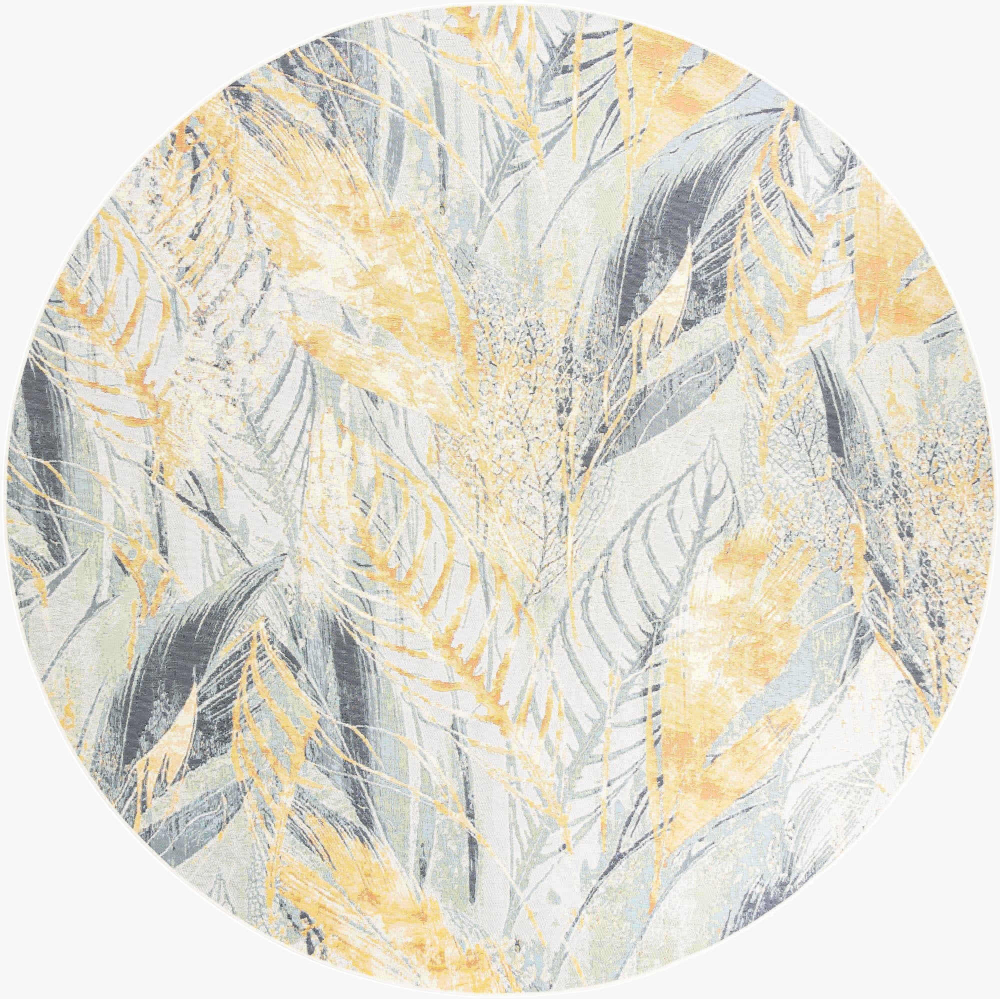 10' x 10'  Washable Botanical Indoor / Outdoor Round Rug