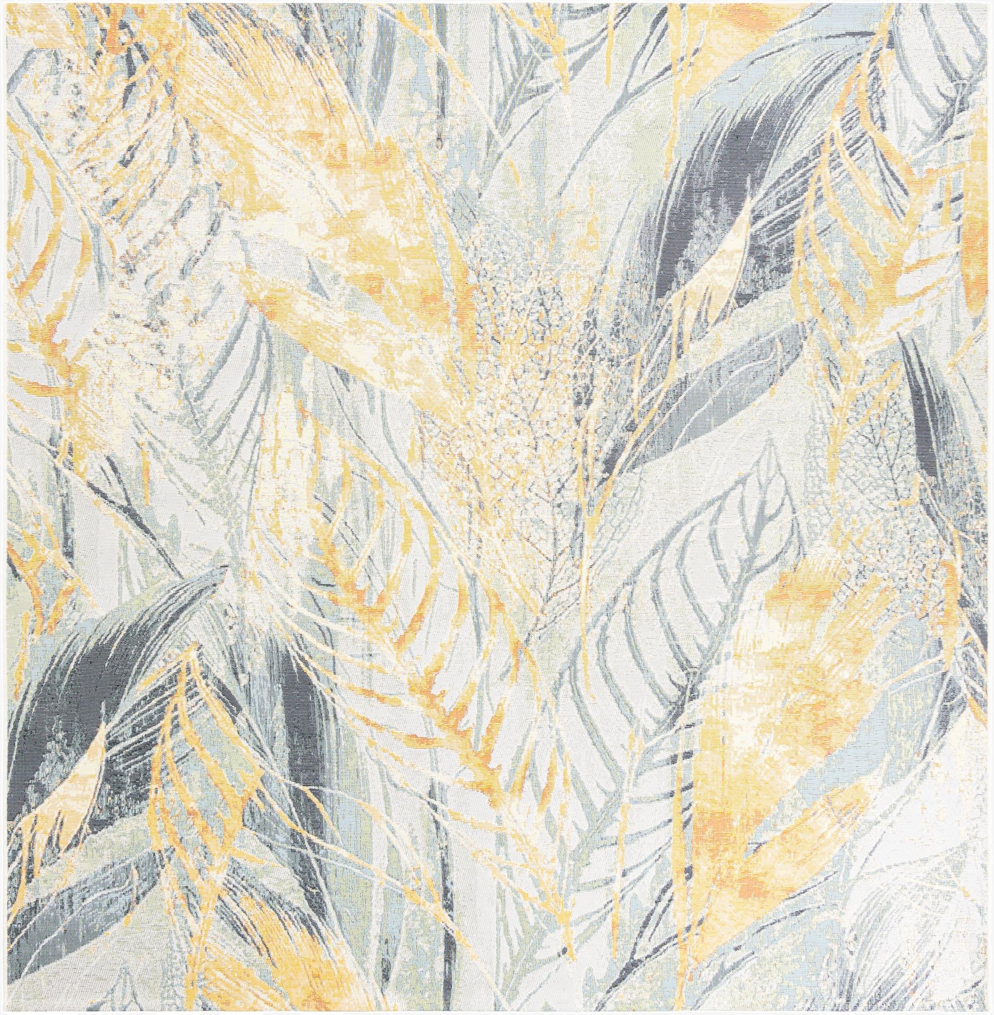 7' 10 x 7' 10  Washable Botanical Indoor / Outdoor Square Rug