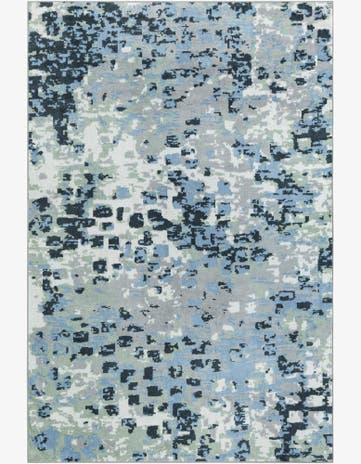 Gray Navy Green Kamala Washable Rug
