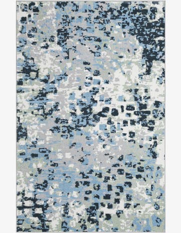 Gray Navy Green Kamala Washable Rug