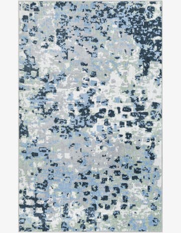Gray Navy Green Kamala Washable Rug