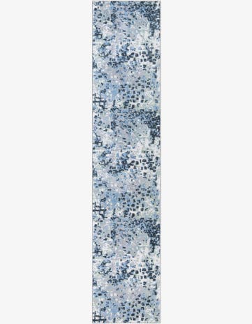 Gray Navy Green Kamala Washable Runner Rug