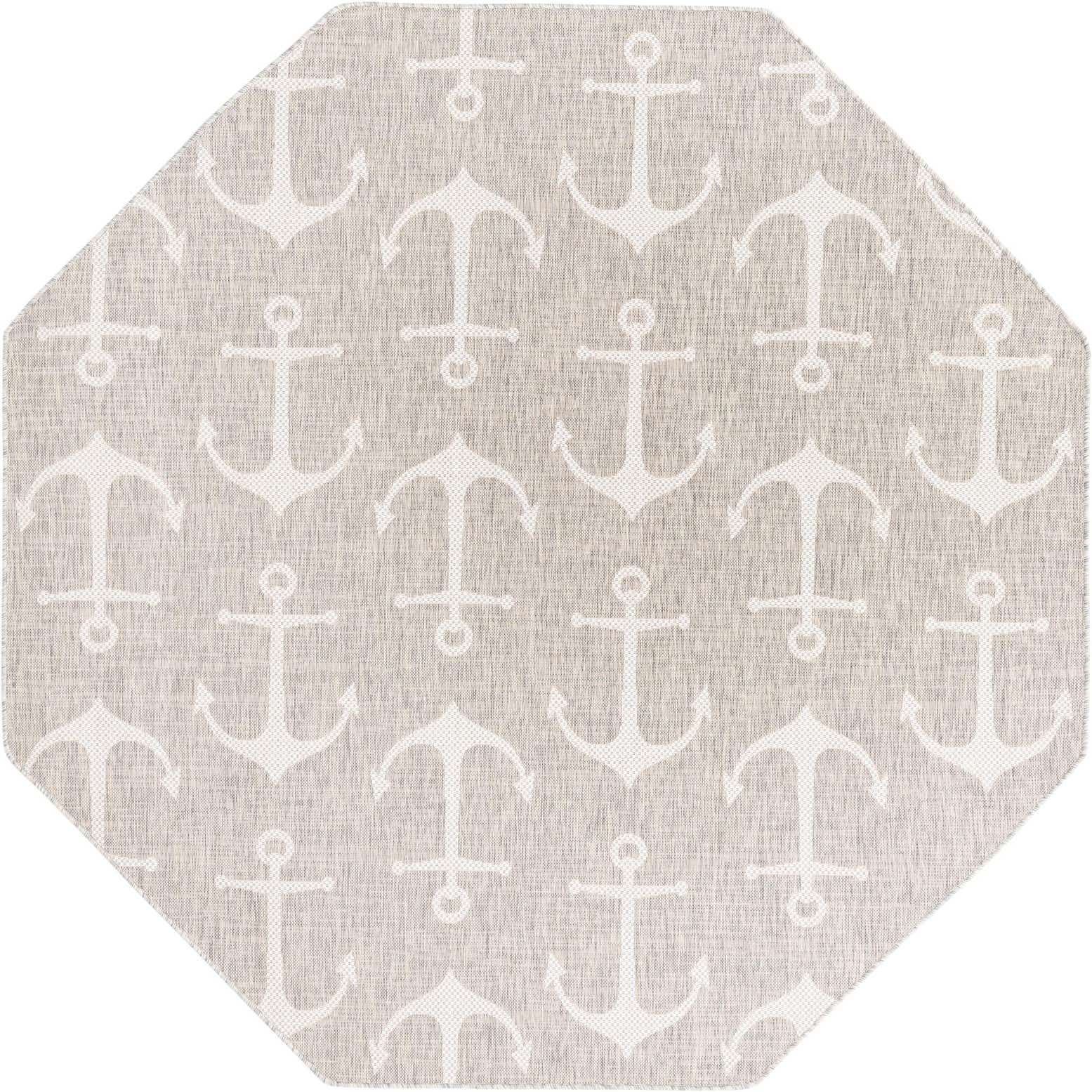 7' 10 x 7' 10 Easy-Clean Coastal Indoor / Outdoor Octagon Rug