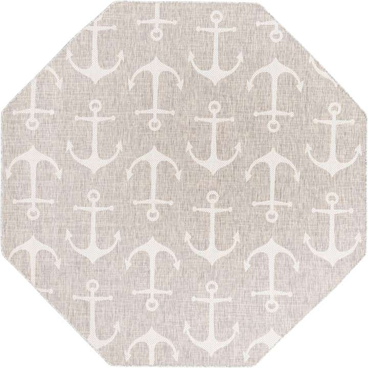 7' 10 x 7' 10 Easy-Clean Coastal Indoor / Outdoor Octagon Rug