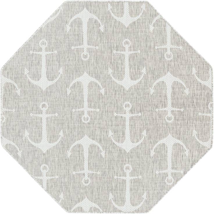 Detail image of 5' 3 x 5' 3 Easy-Clean Coastal Indoor / Outdoor Octagon Rug