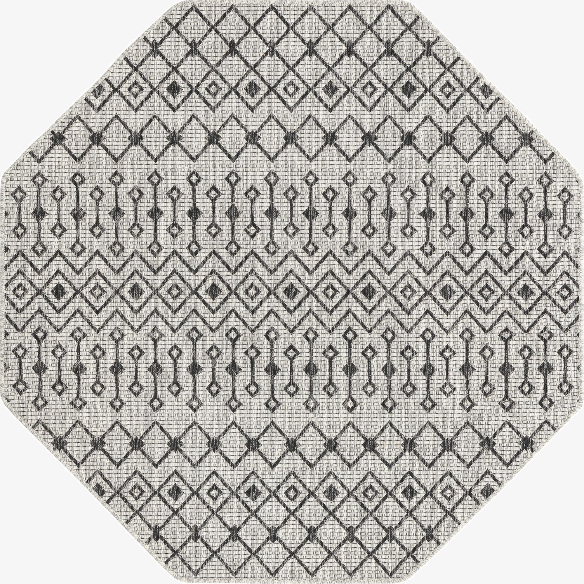 5' 3 x 5' 3  Washable Trellis Indoor / Outdoor Octagon Rug