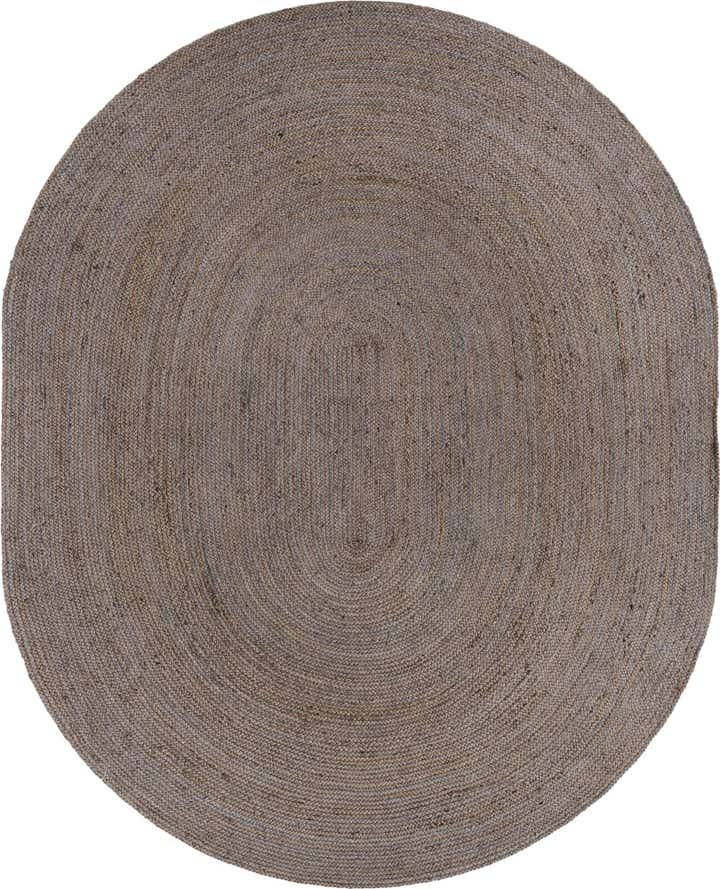 8' x 10' Handmade Braided Jute Oval Rug