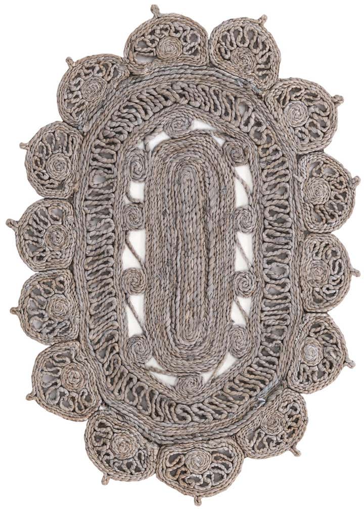 2' x 3' 1 Handmade Braided Jute Oval Rug
