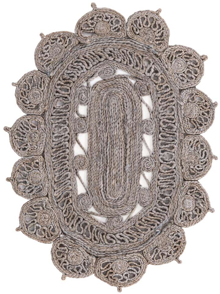 2' x 3' 1 Handmade Braided Jute Oval Rug