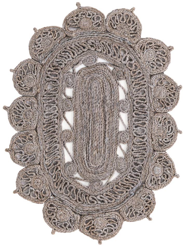Detail image of 2' x 3' 1 Handmade Braided Jute Oval Rug
