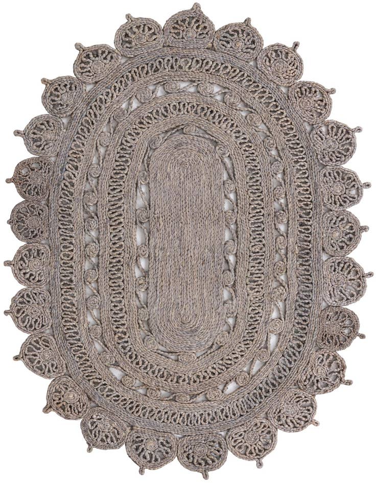 Detail image of 4' 1 x 6' 1  Hand Braided Jute Oval Rug