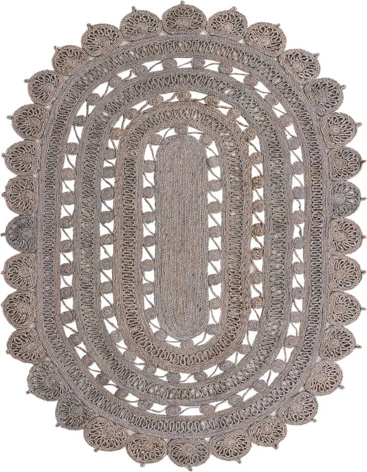 Detail image of 5' 1 x 8'  Hand Braided Jute Oval Rug