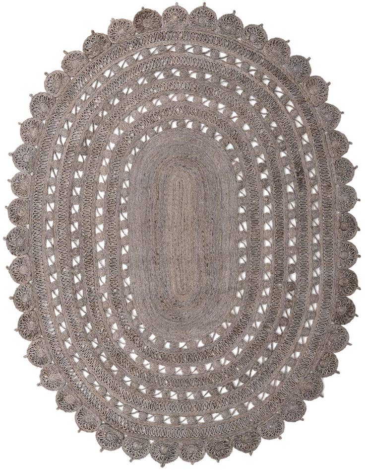 Detail image of 7' 10 x 10'  Hand Braided Jute Oval Rug