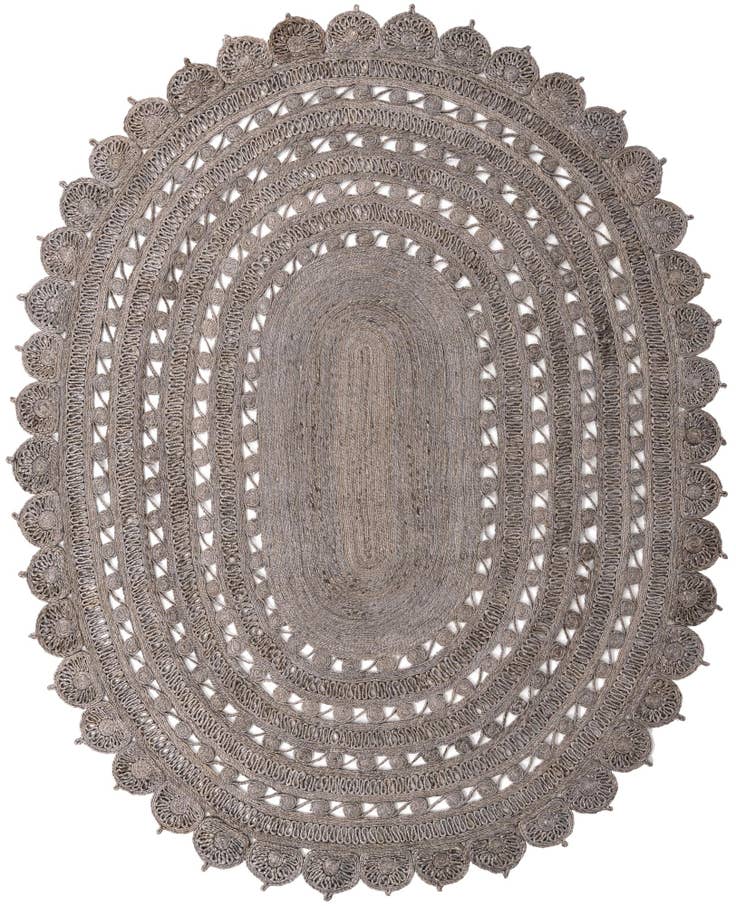 Detail image of 7' 10 x 10' Handmade Braided Jute Oval Rug