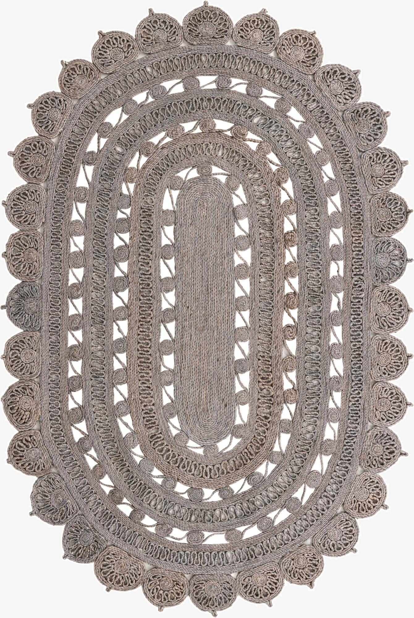 155cm x 245cm  Hand Braided Jute Óvalo Alfombra