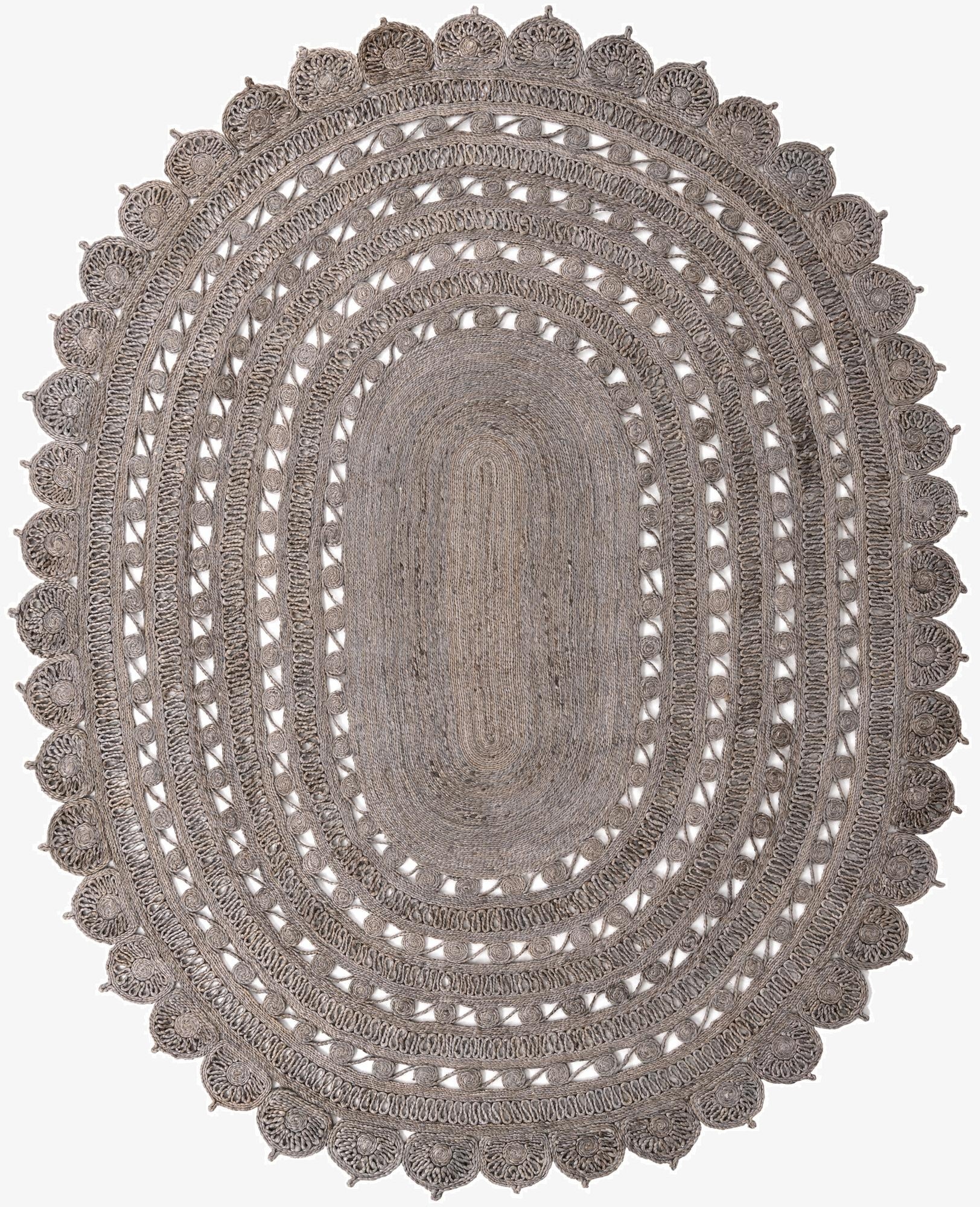 7' 10 x 10'  Hand Braided Jute Oval Rug