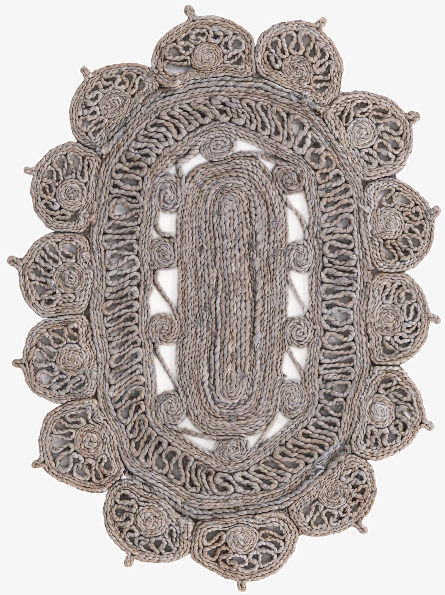 2' x 3' 1  Hand Braided Jute Oval Rug