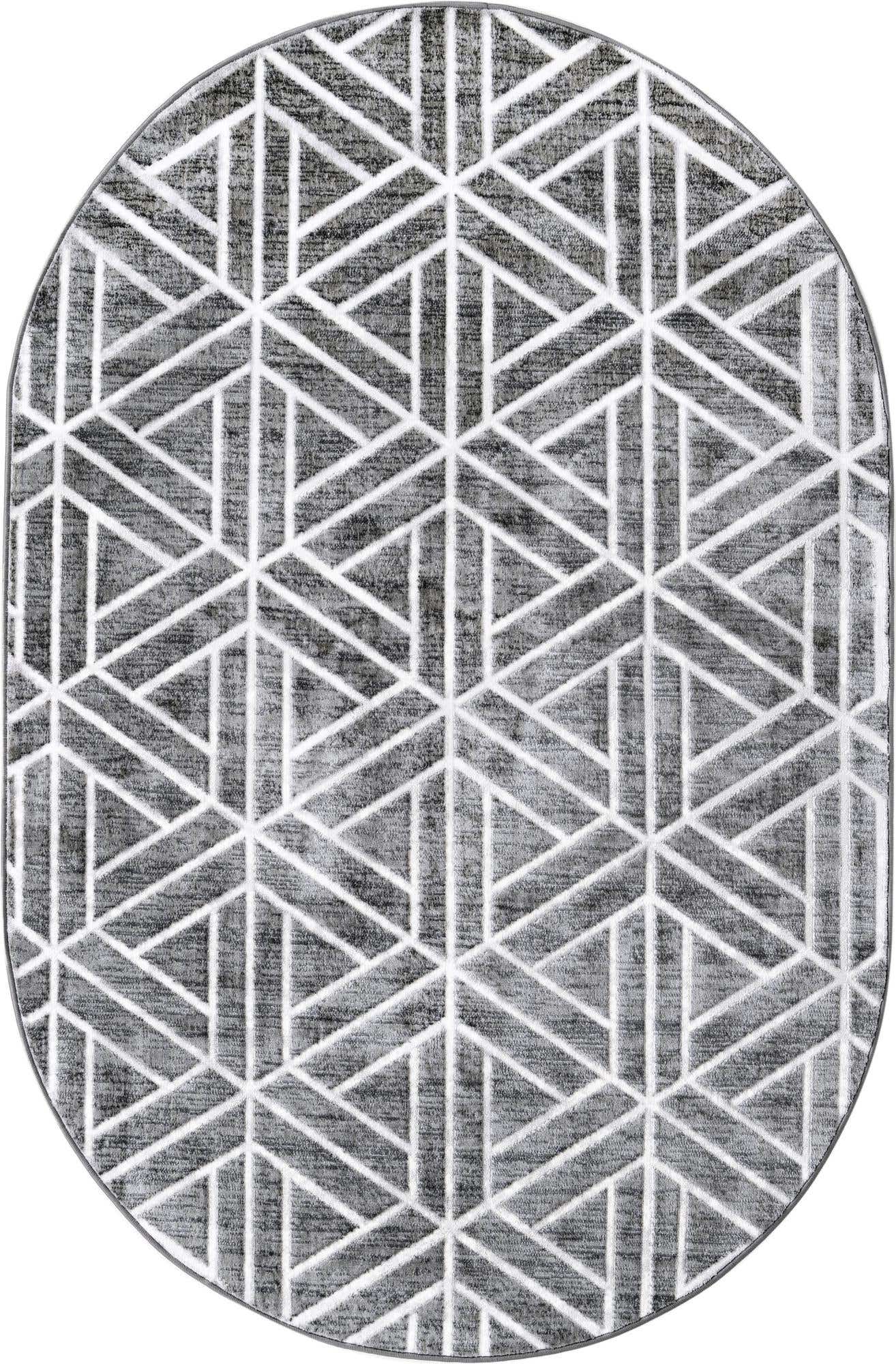 5' 3 x 8' Lattice Trellis Oval Rug