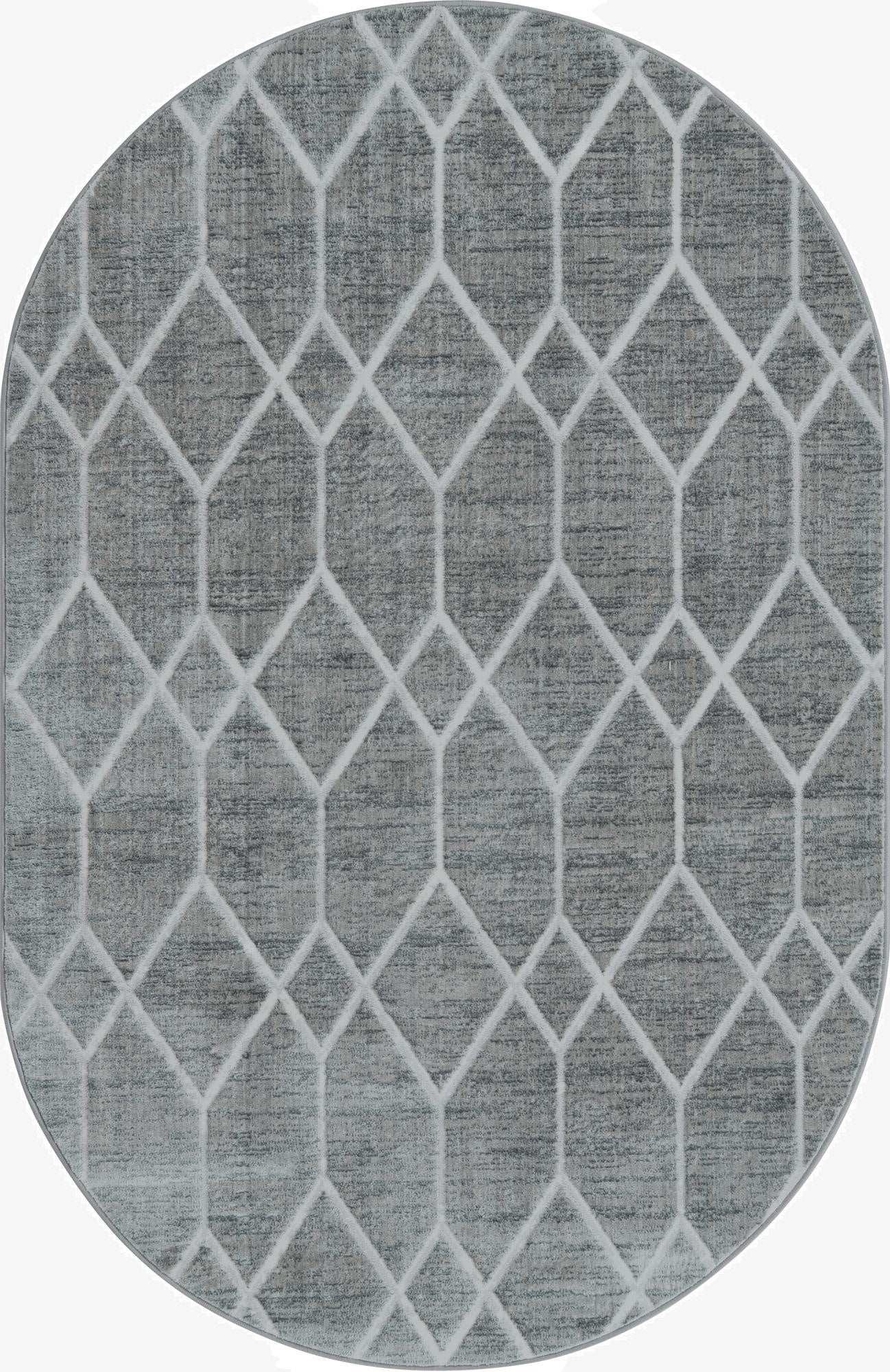 5' 3 x 8' Lattice Trellis Oval Rug
