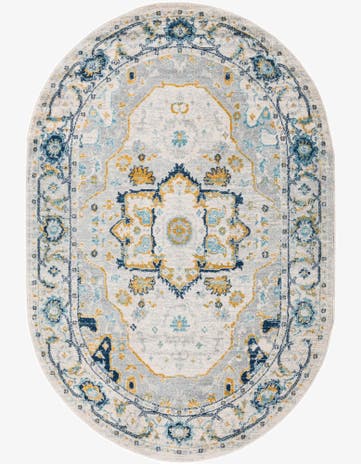 Gray Madeline Vintage Oval Rug