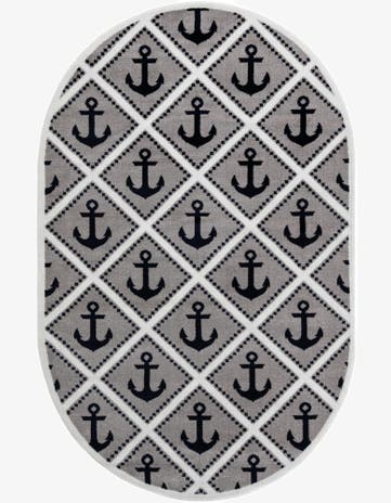 Gray Metropolis Oval Rug