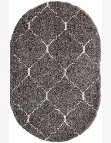Gray Moroccan Shag Oval Rug