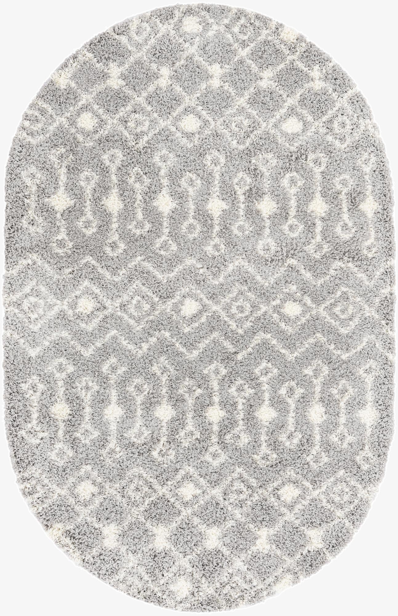5' 3 x 8' Moroccan Trellis Shag Oval Rug