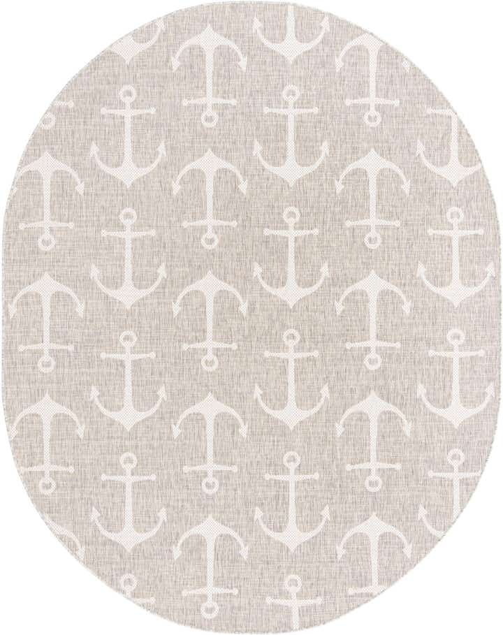 7' 10 x 10' Easy-Clean Coastal Indoor / Outdoor Oval Rug