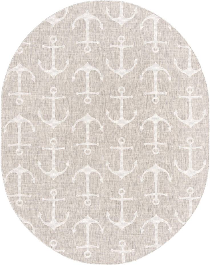 Detail image of 7' 10 x 10' Easy-Clean Coastal Indoor / Outdoor Oval Rug